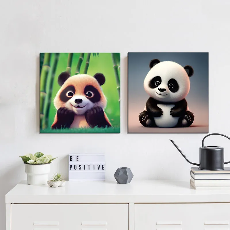 Whimsical Panda Canvas Wall Painting - Set Of Two media 6