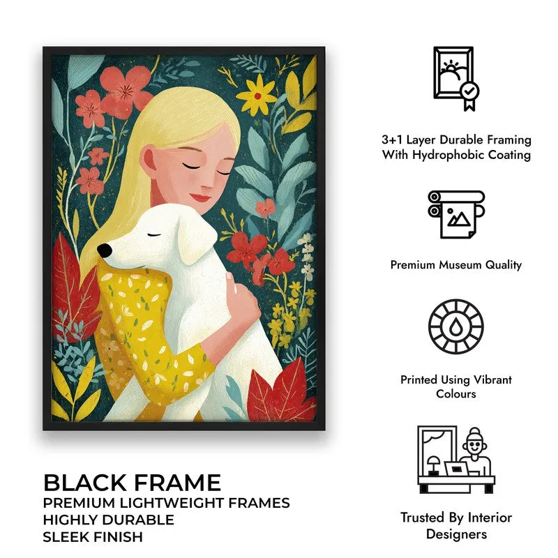 Petals & Paws Canvas Wall Painting - Black Frame media 9