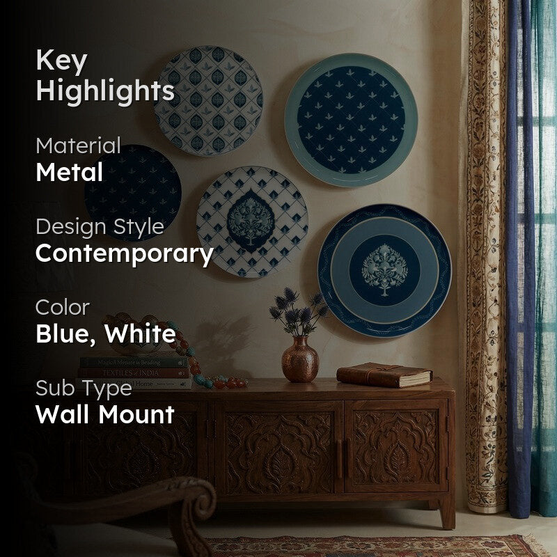 Azure Nest Metal Wall Plates - Set Of Five media 2