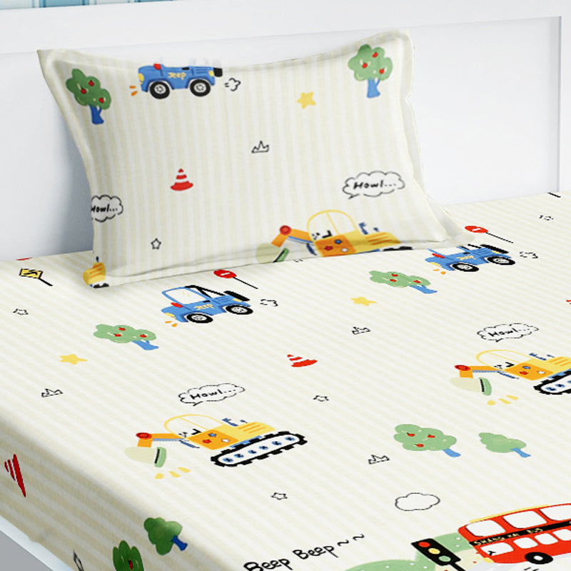 Town Bus Kids Cotton Bedsheet - 210 TC media 3