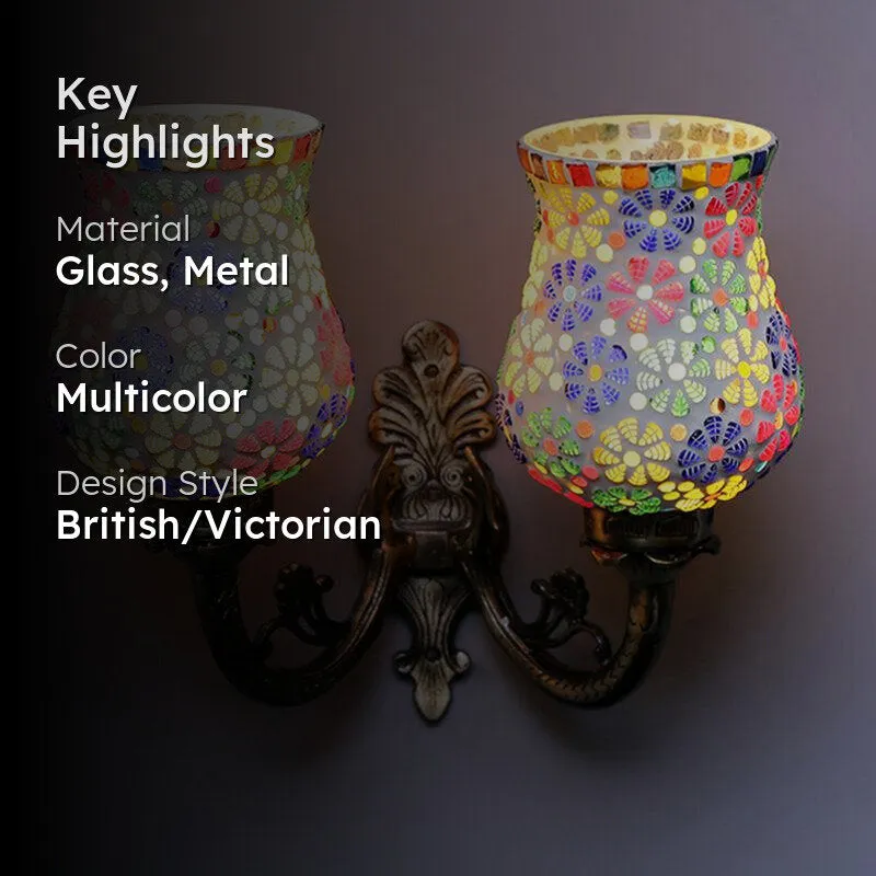 Zava Twinner Duo Mosaic Glass & Metal Wall Lamp media 2