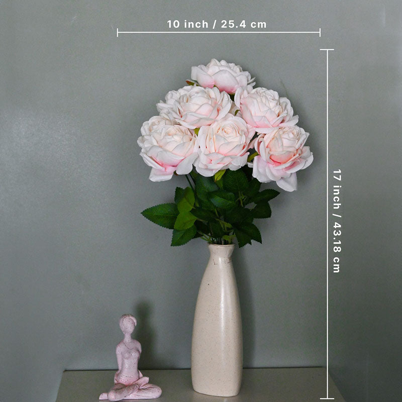 Faux Everlasting Artificial Rose Flower Bunch - White media 4