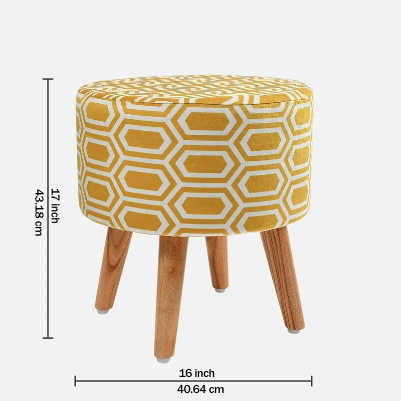 Hexora Geometric Velvet Ottoman - Yellow media 7