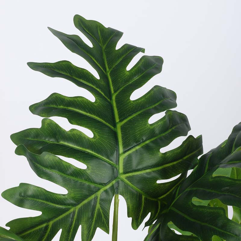 Faux Lush Philodendron Plant With Black Plastic Pot - 4 Feet media 4