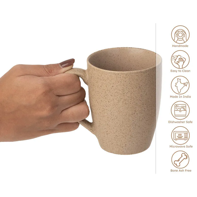 Sip & Style Ceramic Coffee Mug (Bamboo Brown/300 mL Each) - Set Of Six media 6