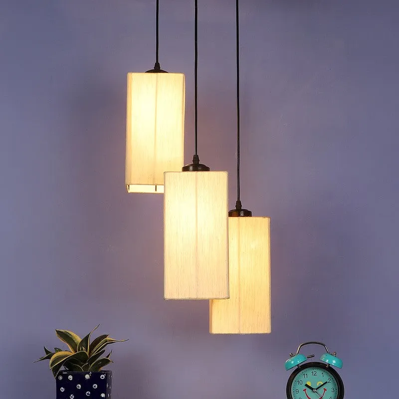 Warm Ivory Triple Metal Ceiling Lamp - Beige media 3