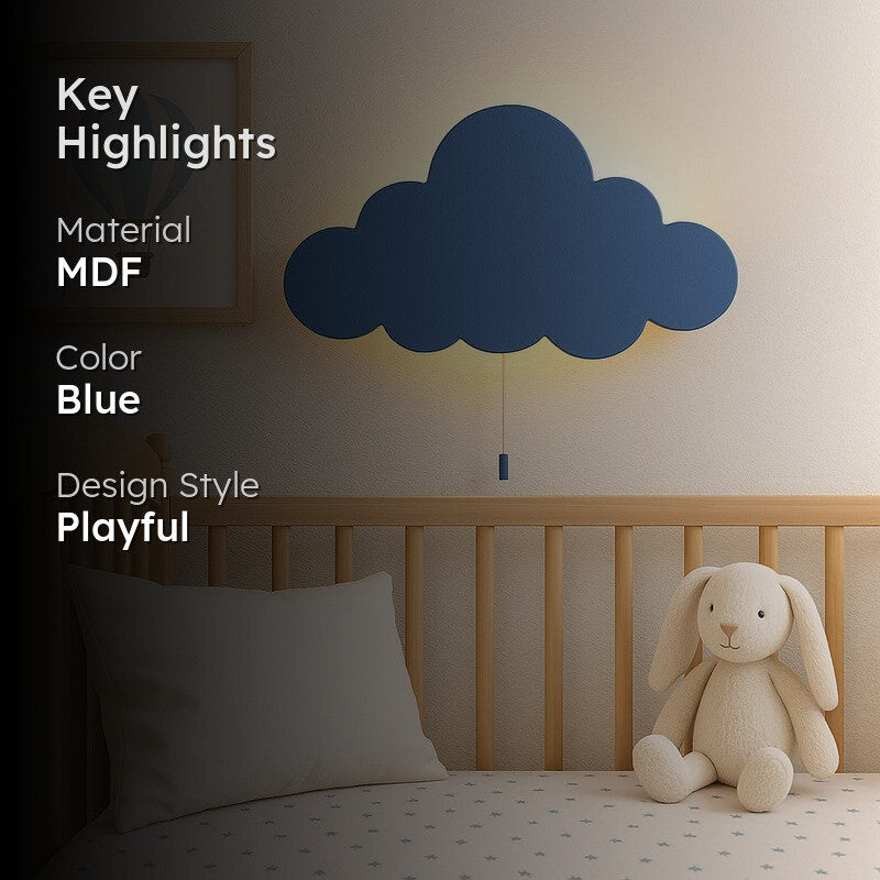 Snuggle Cloud Battery Operated MDF Wall Lamp - Blue media 2
