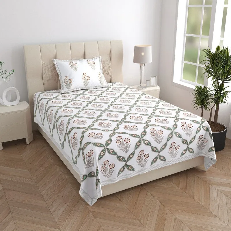 Malati I Cotton Bedsheet (Taupe Grey, Brown) - 180 TC media 1