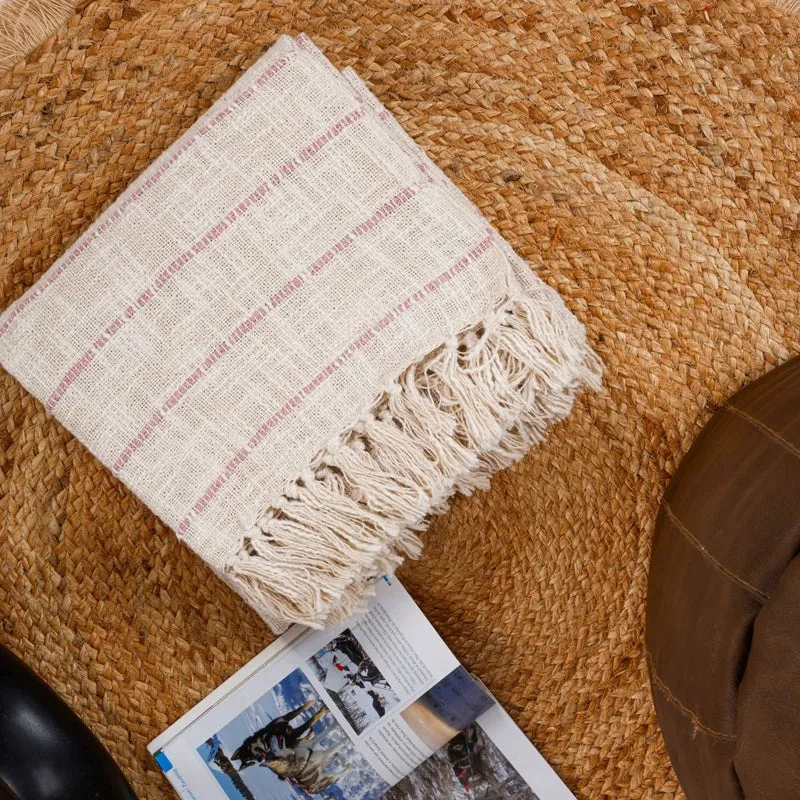 Cinnamon Whirl Striped Throw - Off White media 6