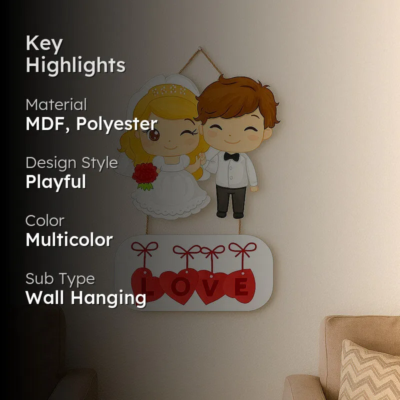 Cute Bride n' Groom Polyester & MDF Wall Hanging media 2