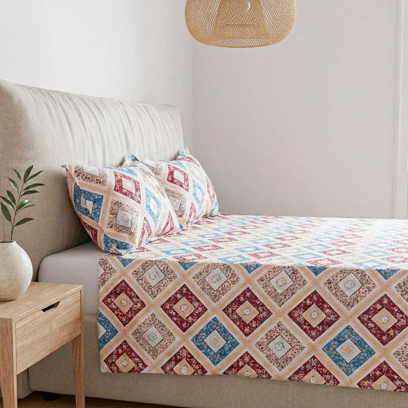 Chakra Ethnic Cotton Bedsheet (Peach) - 120 TC media 3