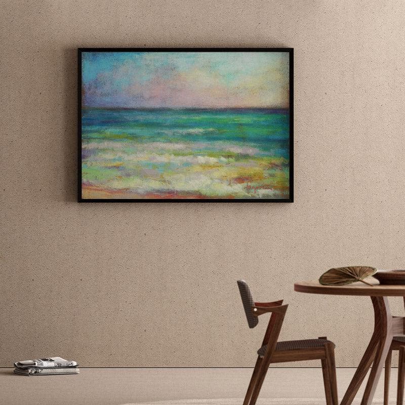 Waiting For Sunset Canvas Wall Painting - Black Frame