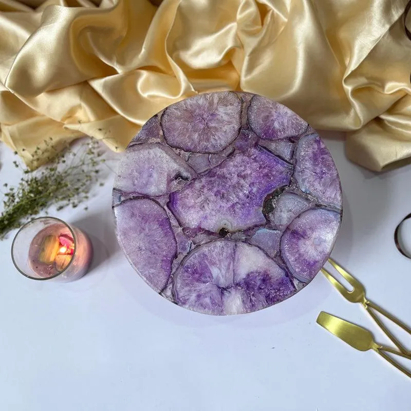 Emora Handcrafted Agate Cake Stand - Purple media 1