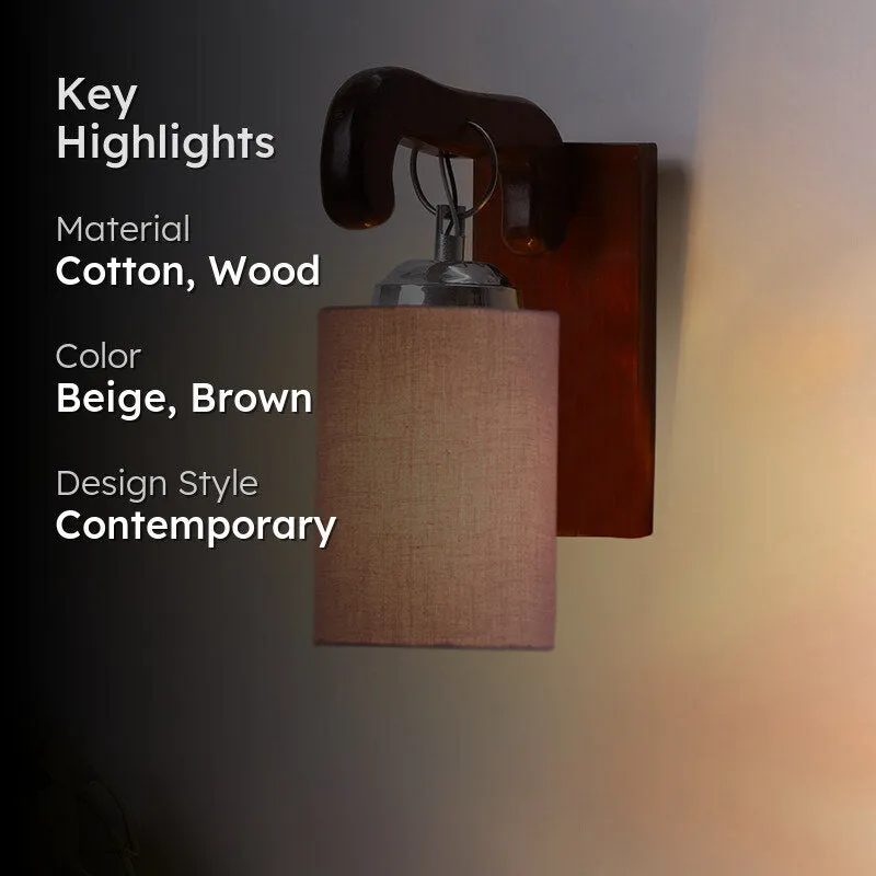 Klarion Wooden Wall Lamp - Beige media 2