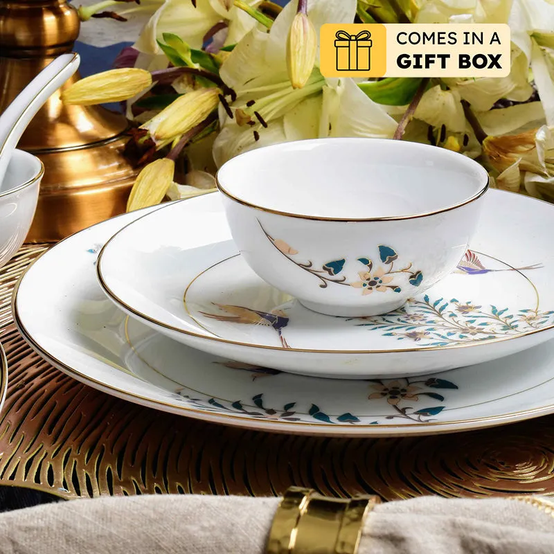 Gilded Shahi 24k Gold Brushed Porcelain Dinner Set - 33 Piece Set media 1