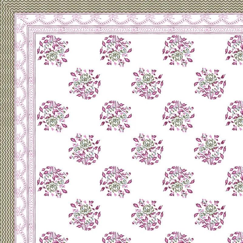 Desert Style Cotton Bedsheet (Pink,Green,White) - 120 TC media 6