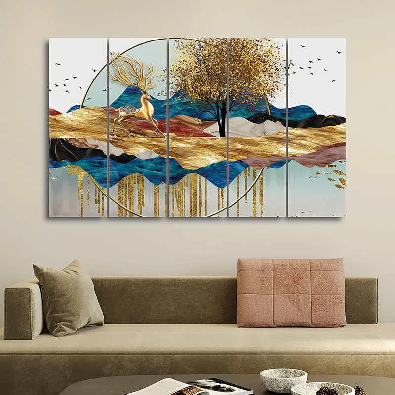 Cosmic Landscape Canvas Wall Art - Set Of Five media 1