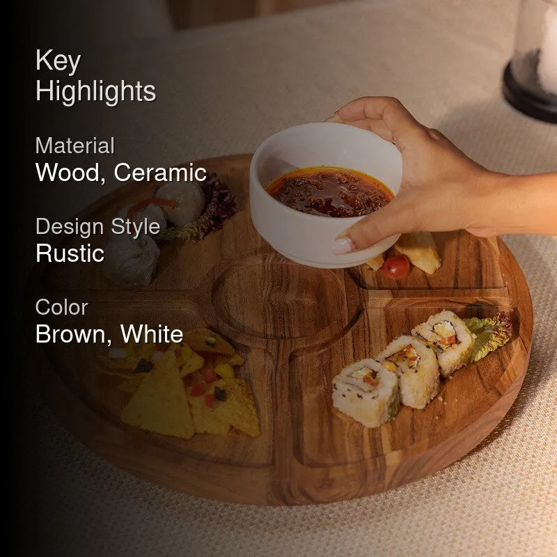 Forest Edge Snack (Wood,Ceramic) Platter - Two Piece Set media 2