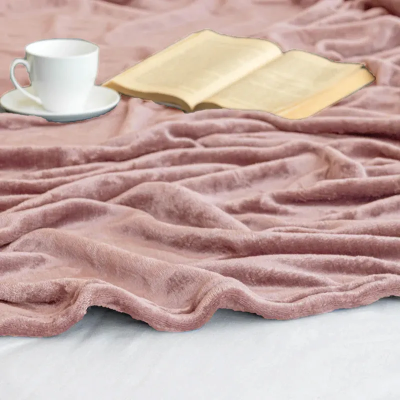 Sarva Solid Knitted Cotton Flannel Blanket (Pink) - 190 GSM media 5