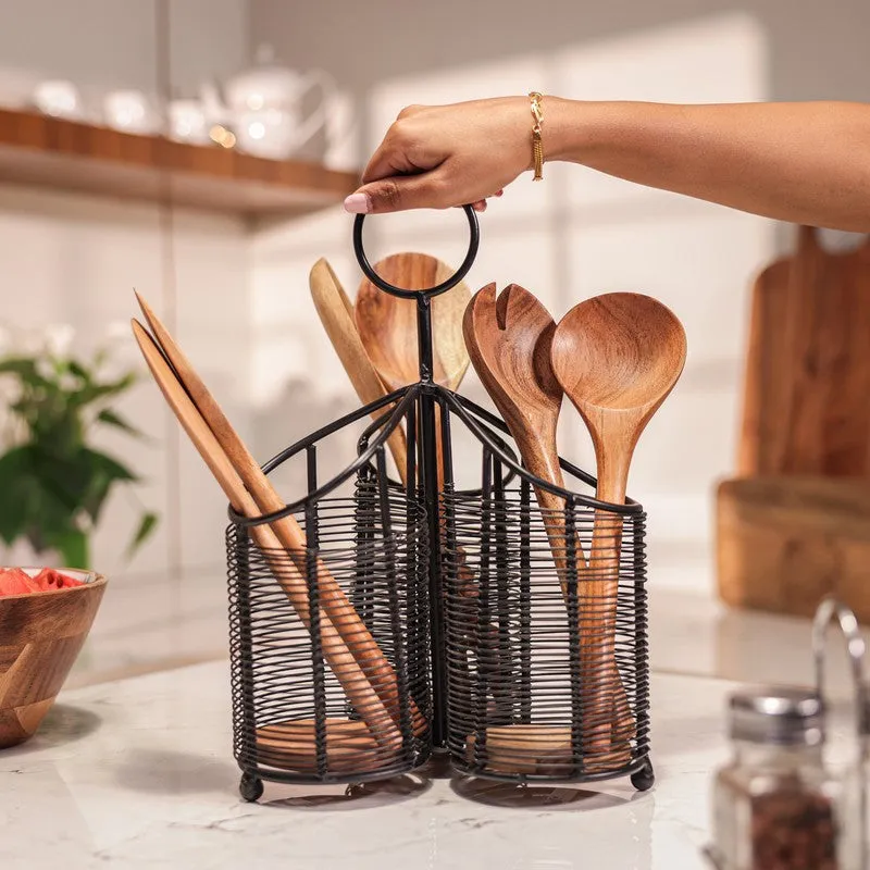 Natural Grain Wood Cutlery Stand media 4