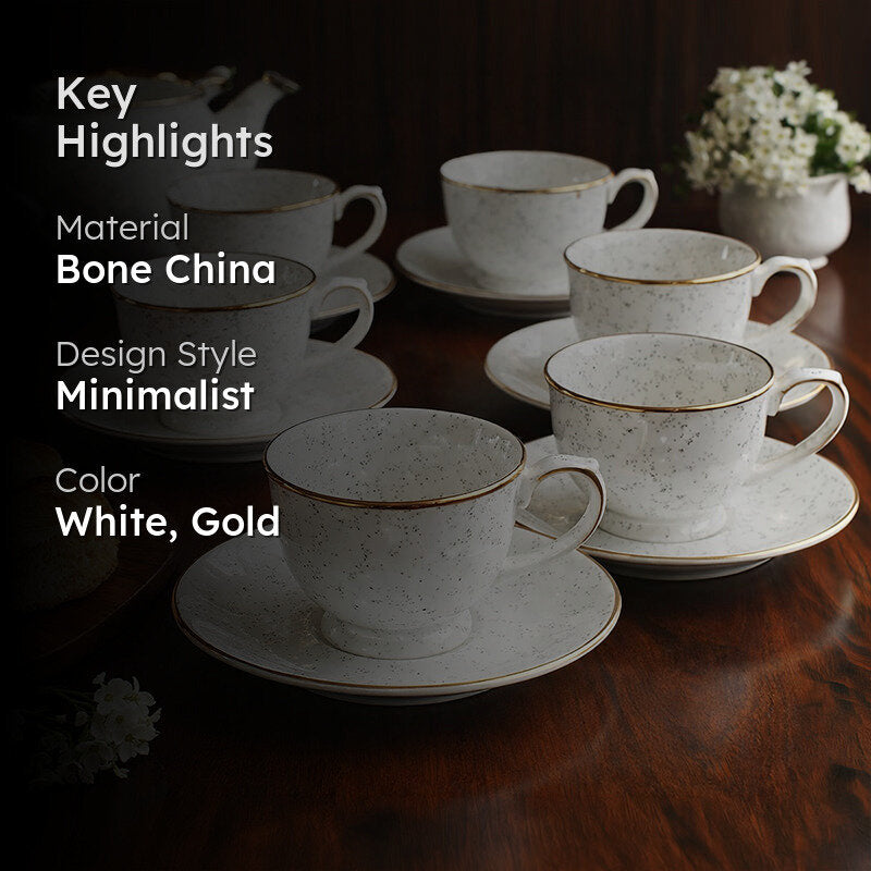 Wedla Bone China Tea Cup & Saucer Set (125 ML) -  Twelve Piece Set image 2