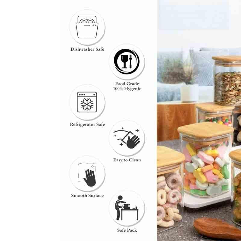 Aura Glass Jar With Wooden Lid (230 mL Each) - Set of Six media 6