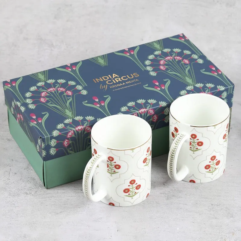 India Circus Grey Poppy Flower Mug (360 mL Each) - Set Of Two media 6