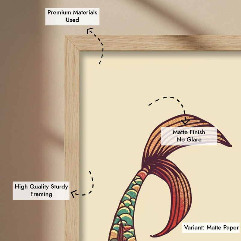Decorative Bird Illustration Canvas Wall Painting  With Brown Frame media 11