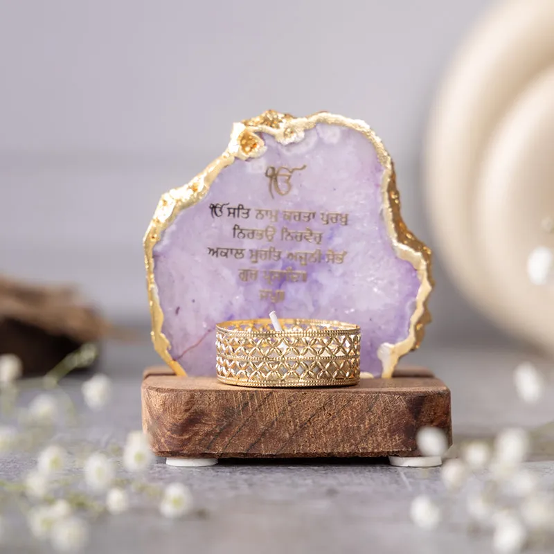 Agate Onkar Mantra Tea Light Holder - Lavender media 3