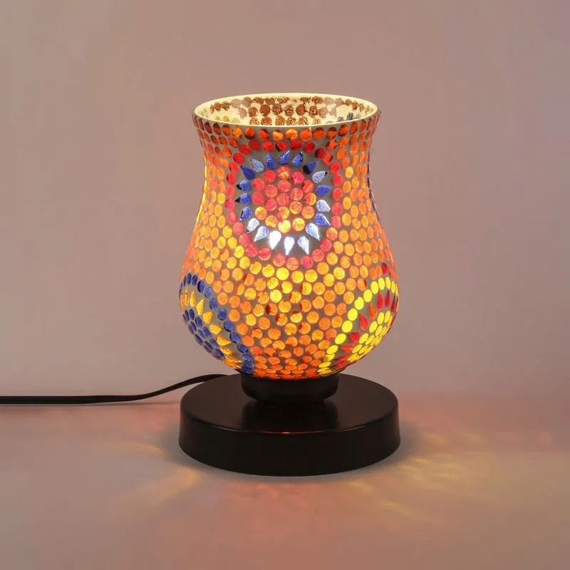 Emberune Mosaic Glass Table Lamp With Wooden Base - Multicolor media 6