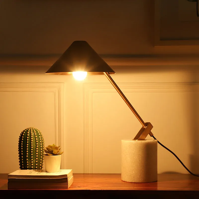 Golden Peak Marble Table Lamp - White,Gold media 1