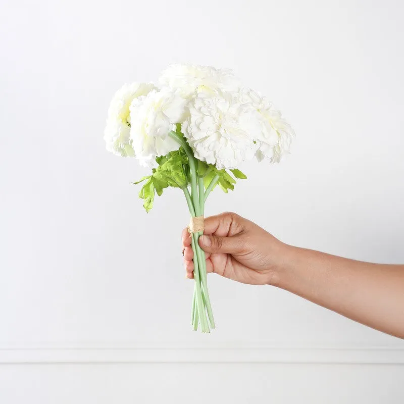 Marigold Artificial Flower Bunch - White media 3