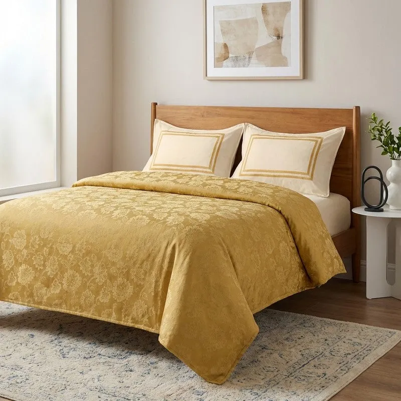 Floral Aura Cotton Bedsheet (Yellow) - 224 TC media 1