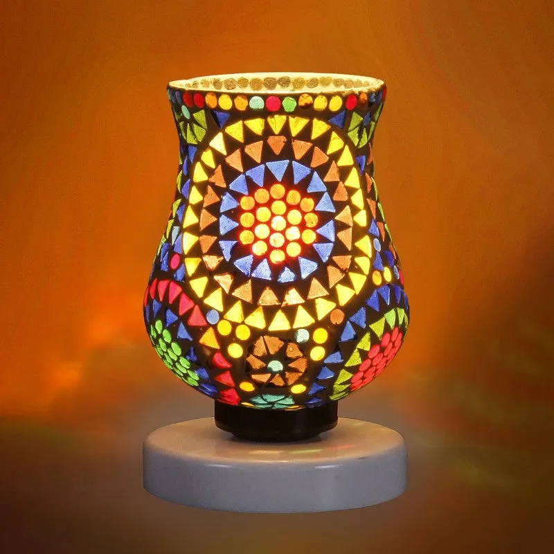 Auraeva Mosaic Glass Table Lamp With Wooden Base - Multicolor media 7