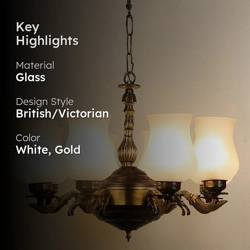 Milky Vilona Mosaic Golden Glass Antique Ceiling Lamp - White media 2