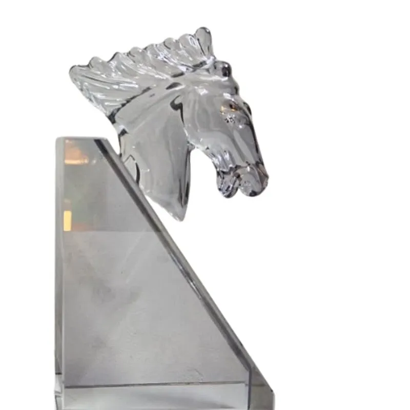Horse Shaped Crystal Book End - Grey media 4