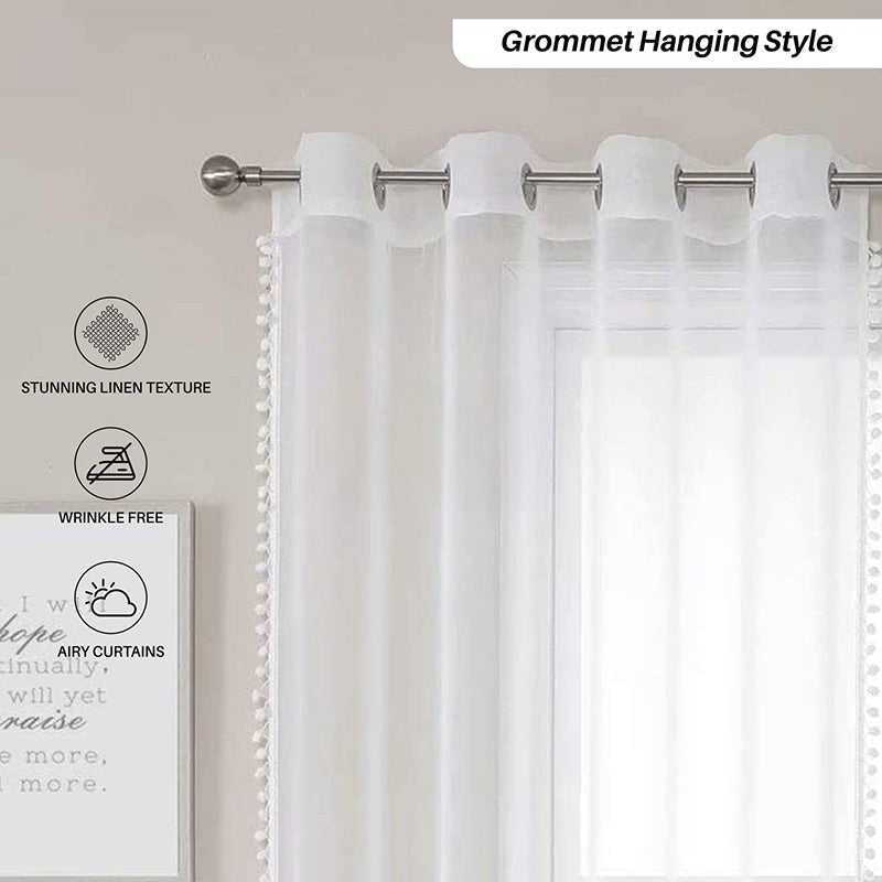 Urban Space Kanya Linen-Textured Curtain (White) - Set Of Two media 3