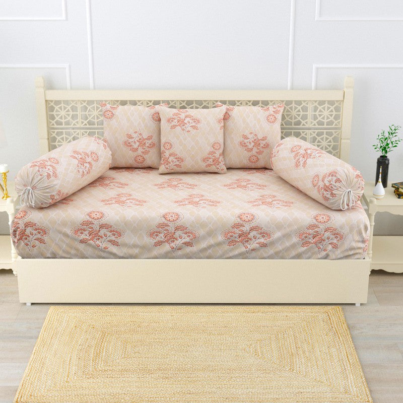 Corvina Floral Cotton Diwan Set - Six Piece Set