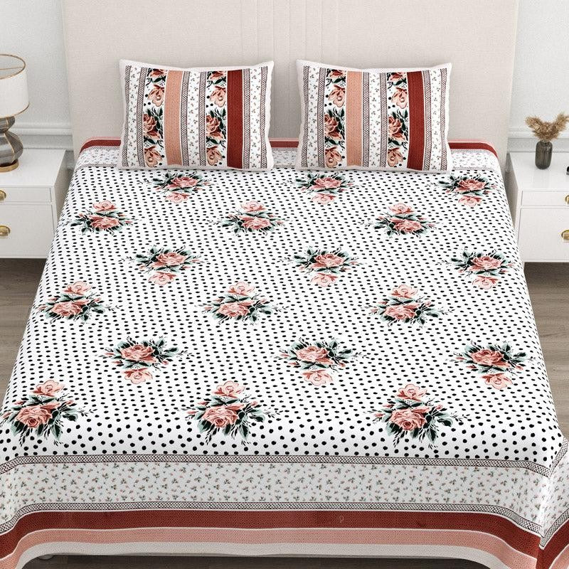 Livia Floral Cotton Bedsheet (Maroon) - 180 TC media 3