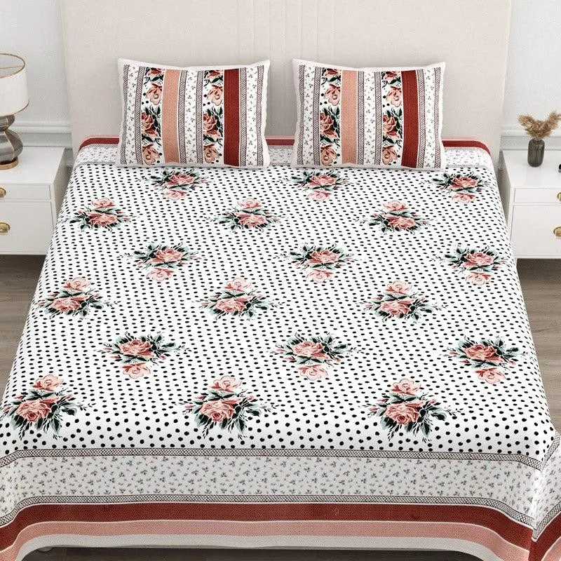 Livia Floral Cotton Bedsheet (Maroon) - 180 TC media 3