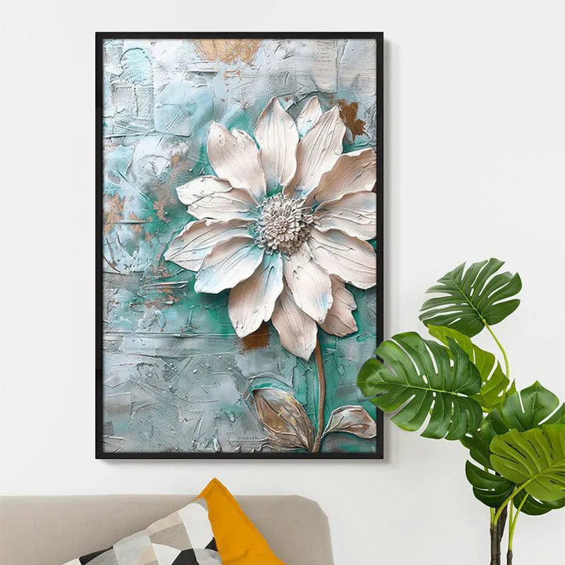 Frosted Elegance Floral Poly Canvas Wall Painting With Frame media 5