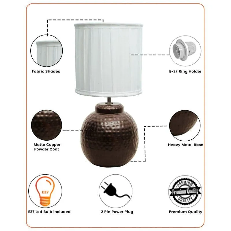 Lanai Verda Fabric Table Lamp - White,Copper media 5