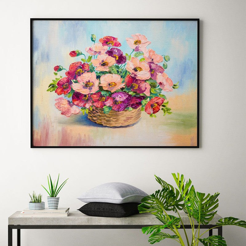 Sunset & Mountains Range Canvas Painting - Black Frame media 3