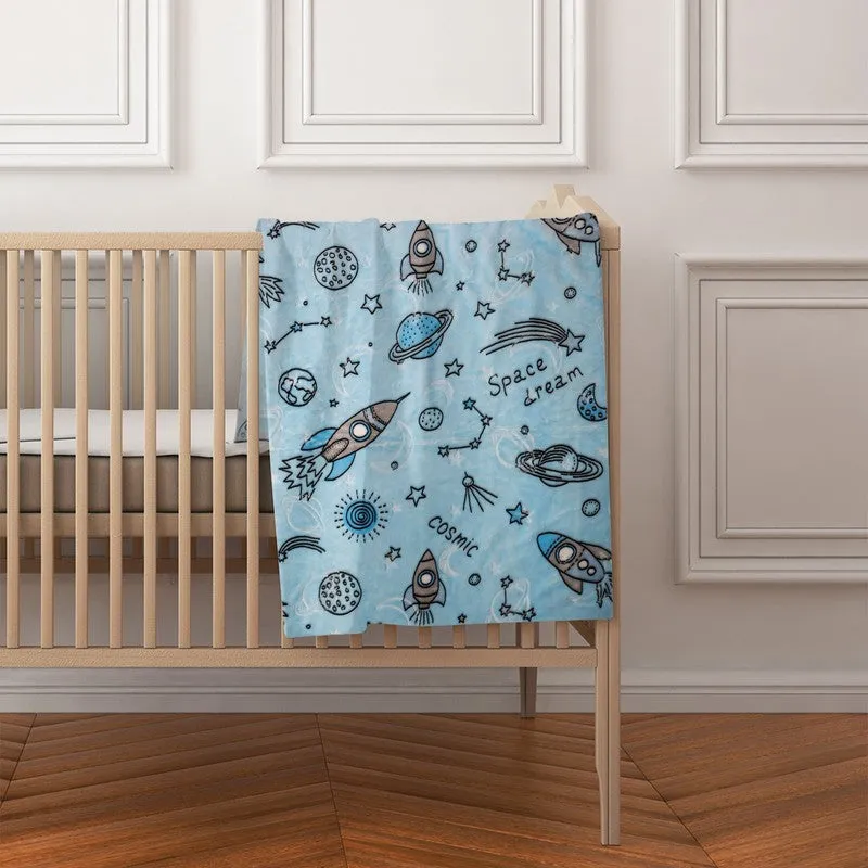 Stellio Cartoon Woolen Kids Blanket (Blue) - 350 GSM media 1