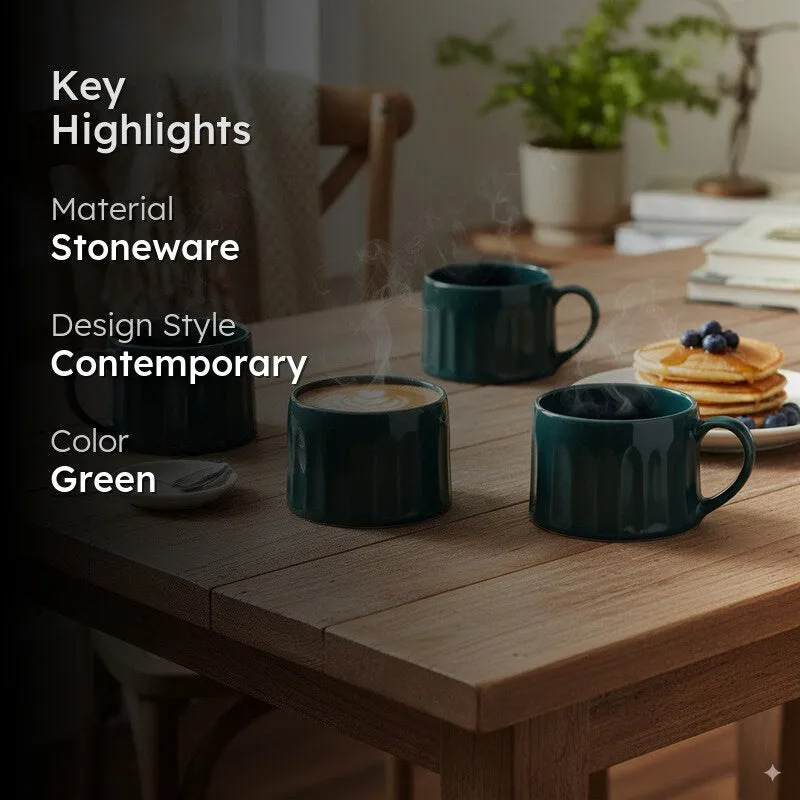 Modern Stoneware Coffee Mug (300 mL Each) - Set Of Four media 2