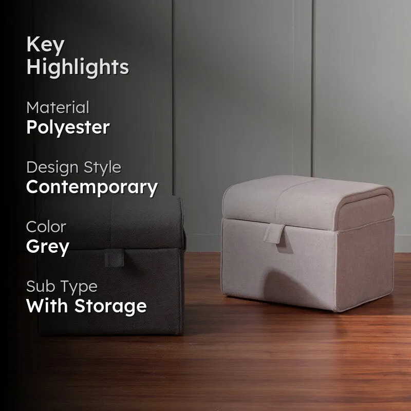 Dotty Polyster Ottomans (Grey,Beige) - Set Of Two media 2
