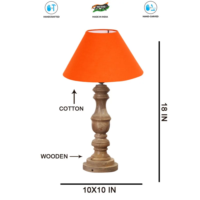 Cotin II Carve Wooden Table Lamp - Orange,Brown media 7
