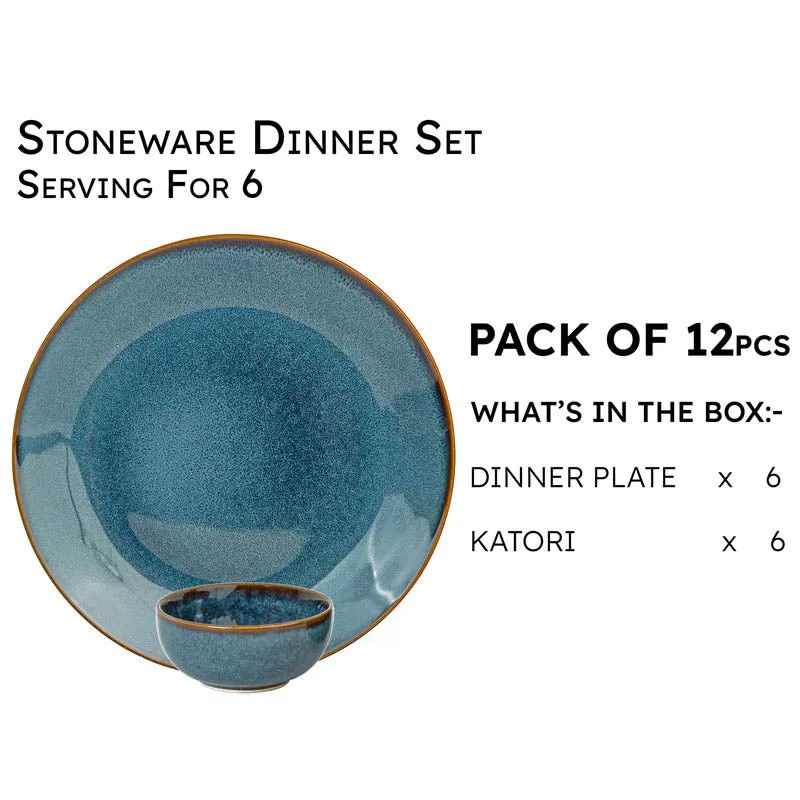 Tarangini Handmade Dinner Set (Blue) - 12 Piece Set media 3