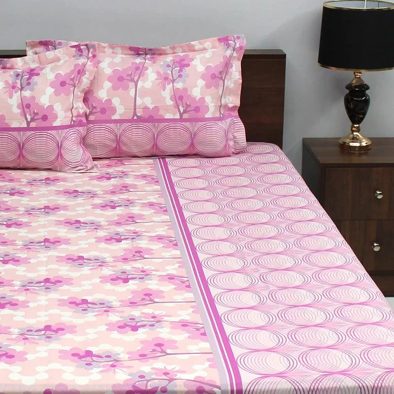 Warhi Floral Cotton Bedsheet (Pink) - 110 TC media 1