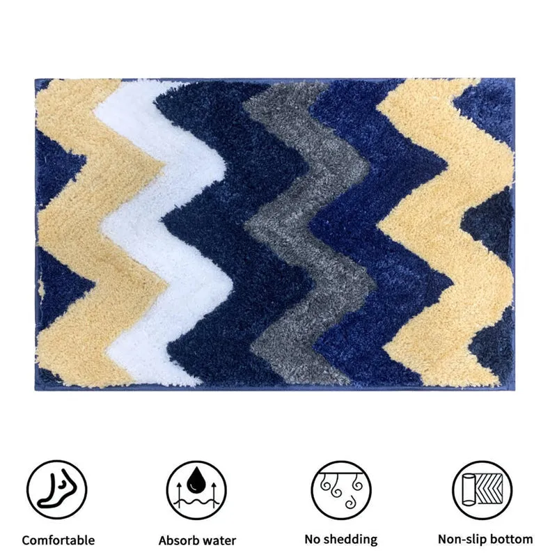 Mason Chevron Microfiber Bath Mat - Blue media 8
